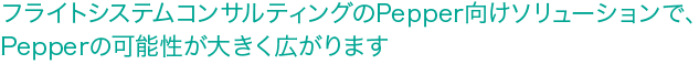 フライトソリューションズのPepper向けソリューションで、Pepperの可能性が大きく広がります