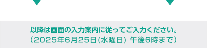 以降は画面の入力案内に従ってご入力ください。（2024年6月25日（火曜日）午後6時まで）